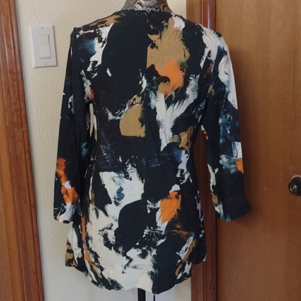 Cos watercolor wrap blouse long sleeve paint splatter print blue orange 4 - Picture 5 of 11